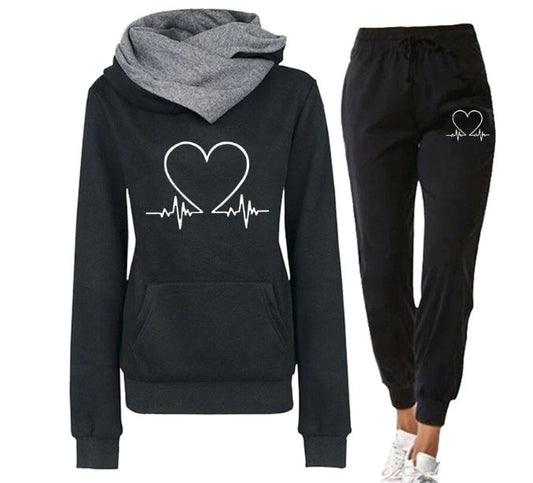 Love Heart Printed Korean Style Casual Suit