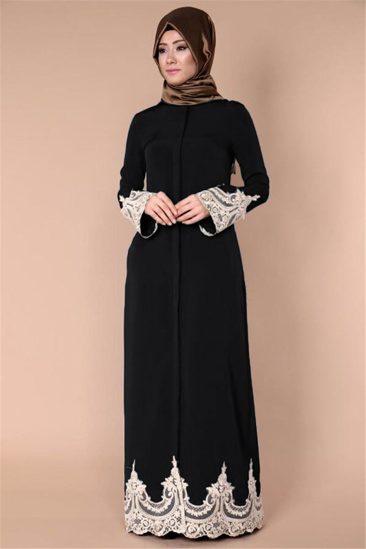 Elegant Muslim Embroidered Long Dress | Modest Islamic Abaya | Super Trendz