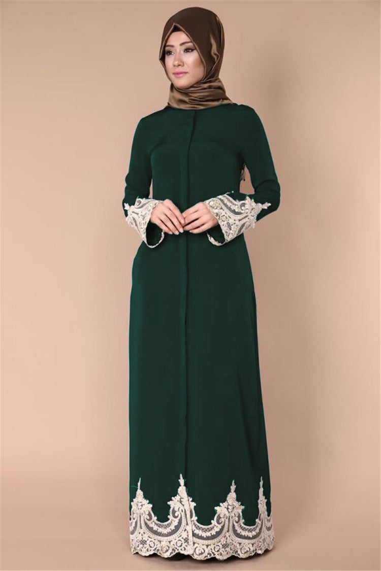 Elegant Muslim Embroidered Long Dress | Modest Islamic Abaya | Super Trendz