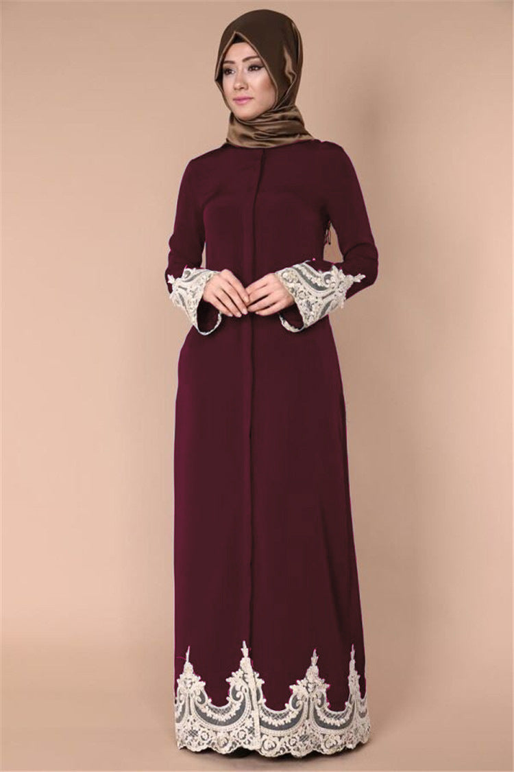 Elegant Muslim Embroidered Long Dress | Modest Islamic Abaya | Super Trendz