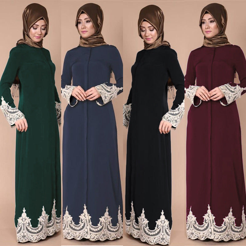 Elegant Muslim Embroidered Long Dress | Modest Islamic Abaya | Super Trendz