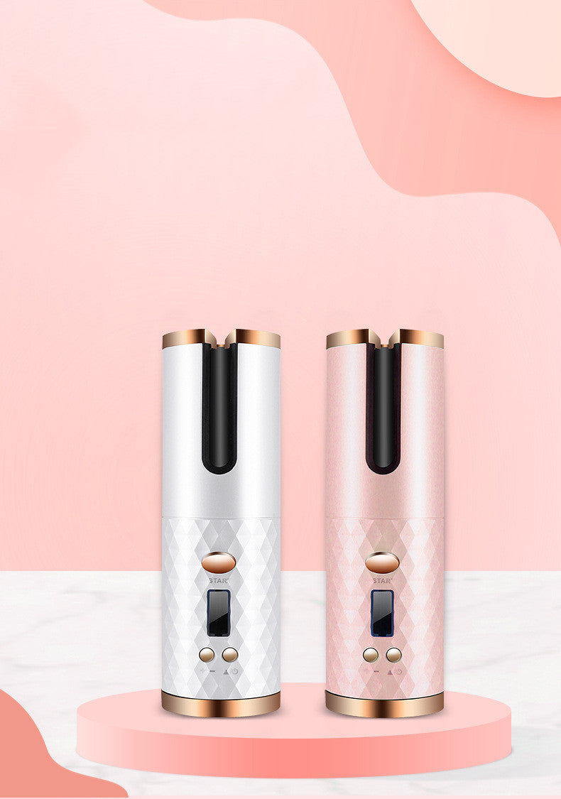 Rechargeable Automatic Hair Curler Women Portable Hair Curling Iron LCD Display Cerami LCD Display Ceramicc Curly Rotating Curling Wave Styer