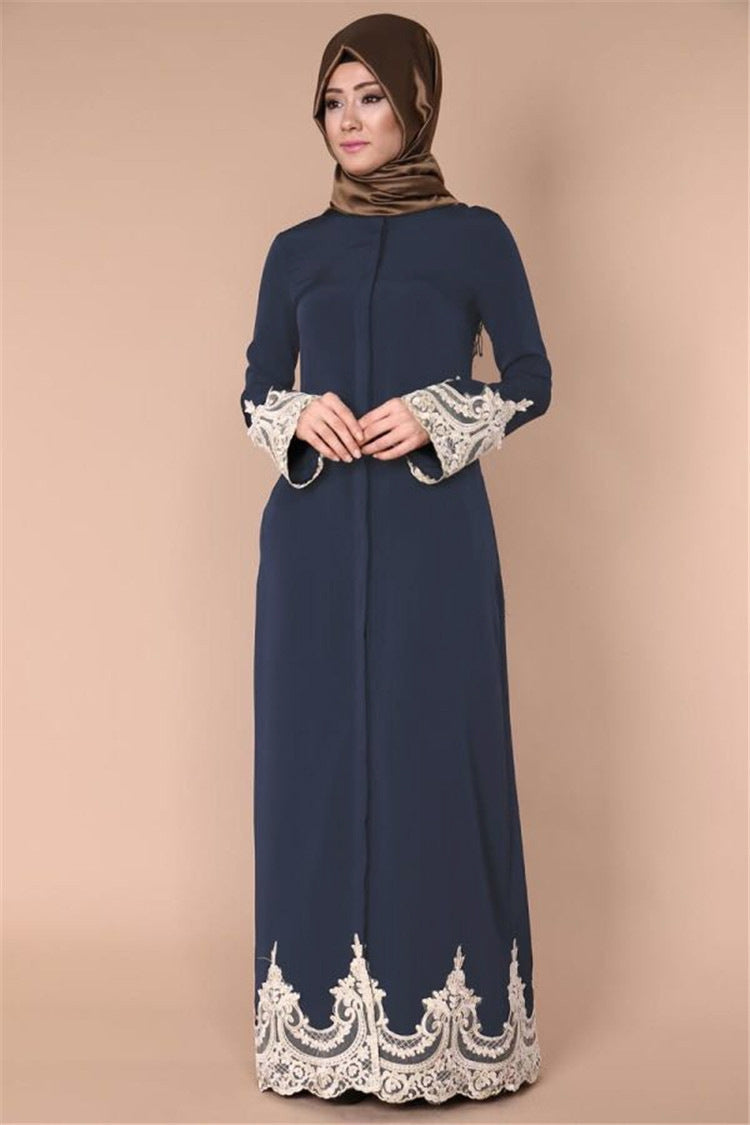 Elegant Muslim Embroidered Long Dress | Modest Islamic Abaya | Super Trendz