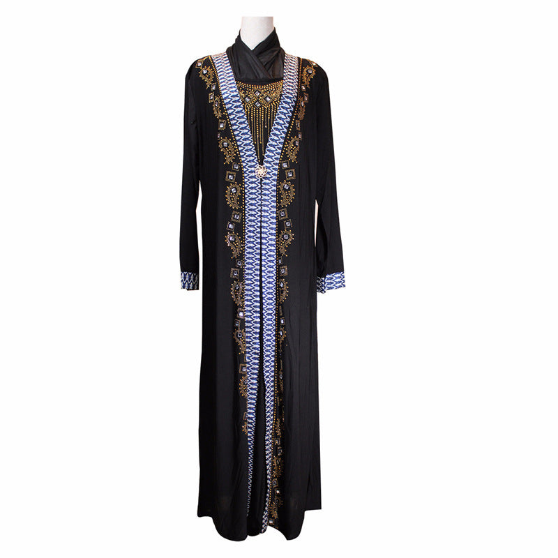 Elegant Muslim Ramadan Beaded Dress | Crystal Hemp Abaya| Super Trendz