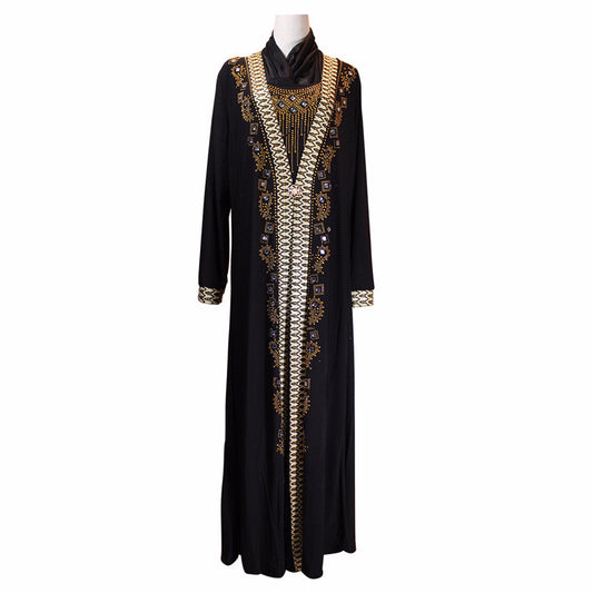 Elegant Muslim Ramadan Beaded Dress | Crystal Hemp Abaya| Super Trendz