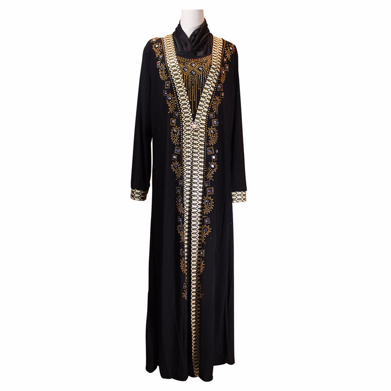 Elegant Muslim Ramadan Beaded Dress | Crystal Hemp Abaya| Super Trendz