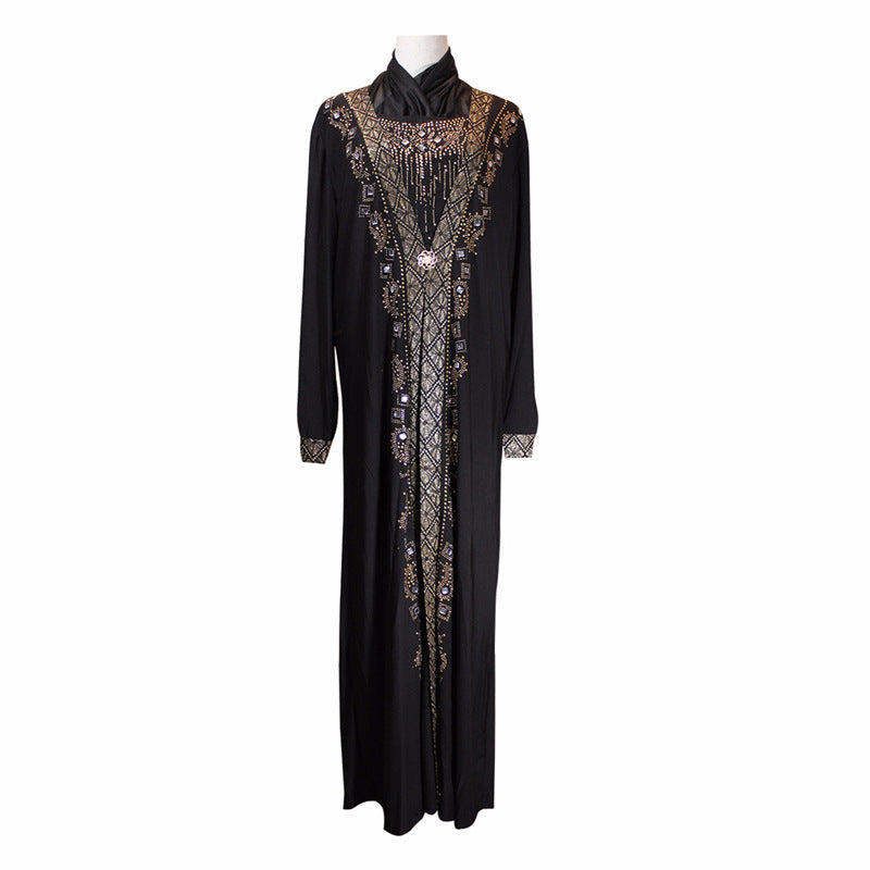 Elegant Muslim Ramadan Beaded Dress | Crystal Hemp Abaya| Super Trendz