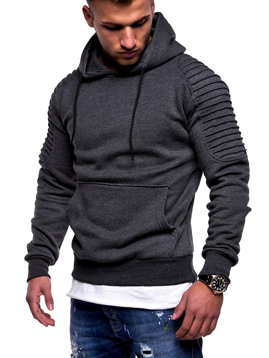 Men’s Striped Pleated Sleeve Hoodie | Hooded Sweatshirt | Super Trendz