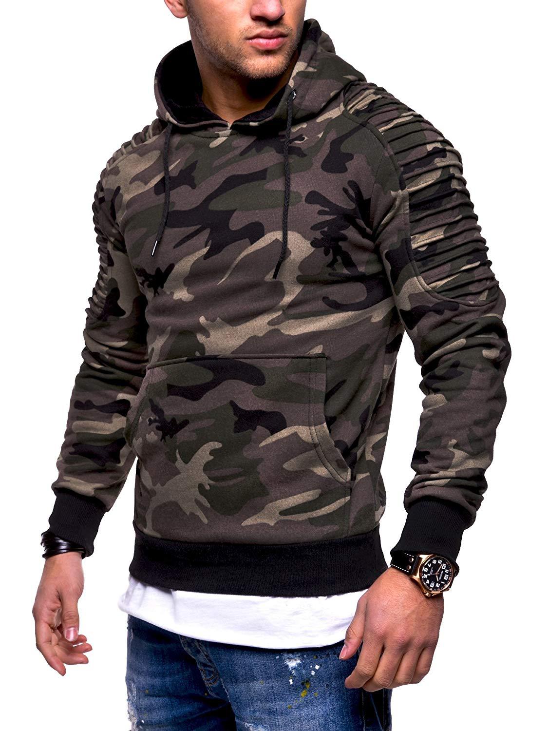 Men’s Striped Pleated Sleeve Hoodie | Hooded Sweatshirt | Super Trendz