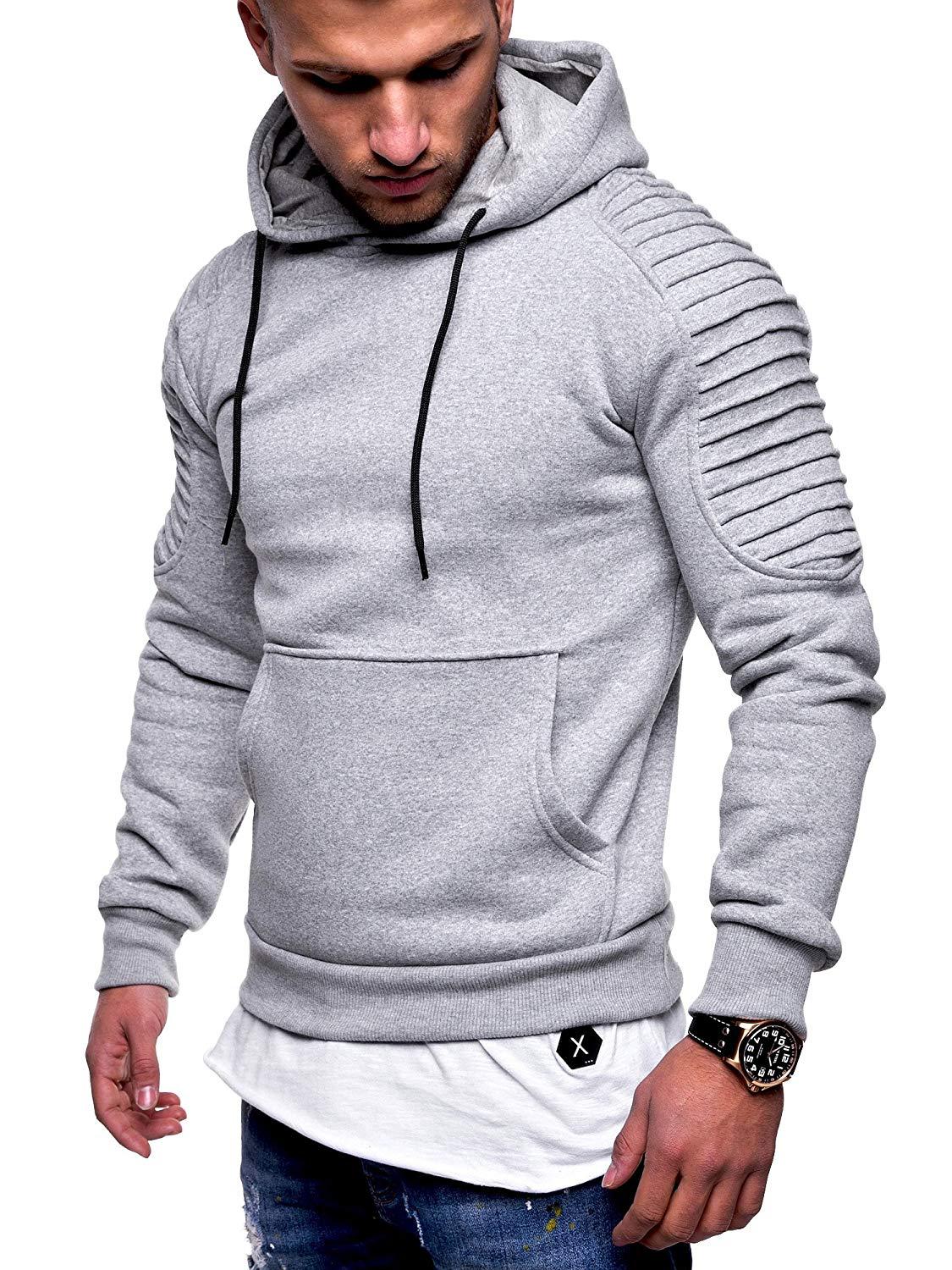 Men’s Striped Pleated Sleeve Hoodie | Hooded Sweatshirt | Super Trendz