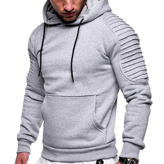 Men’s Striped Pleated Sleeve Hoodie | Hooded Sweatshirt | Super Trendz