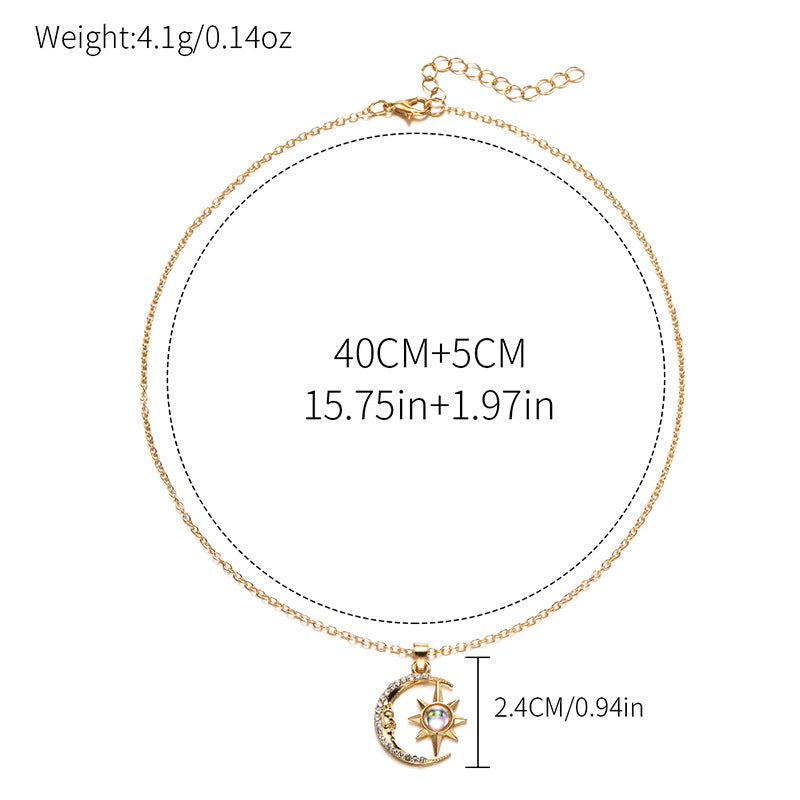 Jewelry Moon Star Zircon Pendant Necklace | Party Gift | Super Trendz