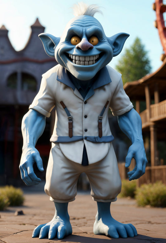 The Mischievous Blue Troll – A Grinning Trickster